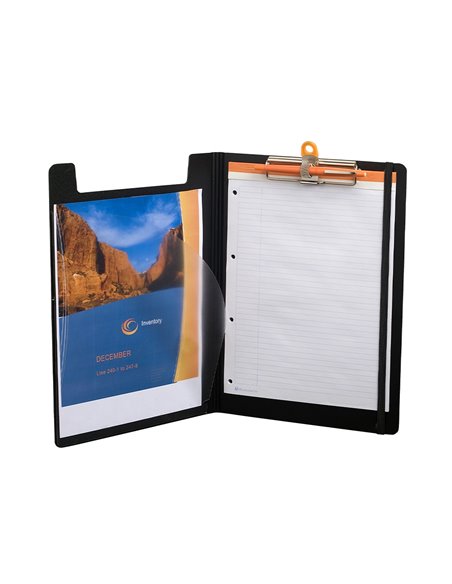 Porte-bloc exacompta exaboard a4 rabat clip métal solide porte-stylo fermeture élastique 23,5x33,5cm coloris noir.