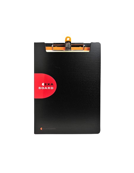 Porte-bloc exacompta exaboard a4 rabat clip métal solide porte-stylo fermeture élastique 23,5x33,5cm coloris noir.