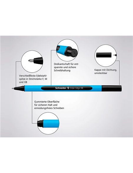 Stylo-bille schneider slider edge pointe moyenne coloris noir.