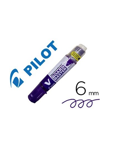 Marqueur pilot v-board master rechargeable pointe conique moyenne trace 2mm encre liquide base alcool violet.
