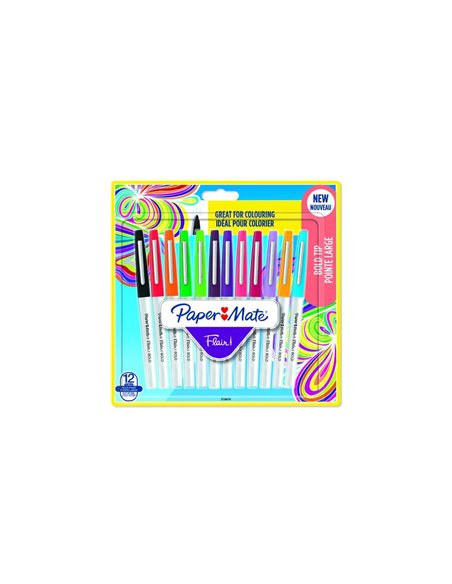 Feutre ecriture paper mate flair bold pointe large blister 12 unites.