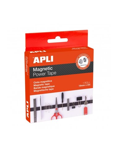 Ruban adhésif magnétique Apli - Adhésif d'un côté - Magnétique de l'autre - Facile à découper - Idéal pour les travaux manuels e