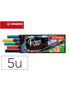 Marqueur stabilo royal free acrylic toutes surfaces t100 pointe fine set 2 coloris assortis coffret 5 unites.