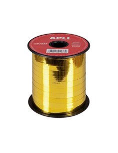 Rouleau de ruban cadeau Apli 7 mm x 250 m - Finition brillante - Couleur or