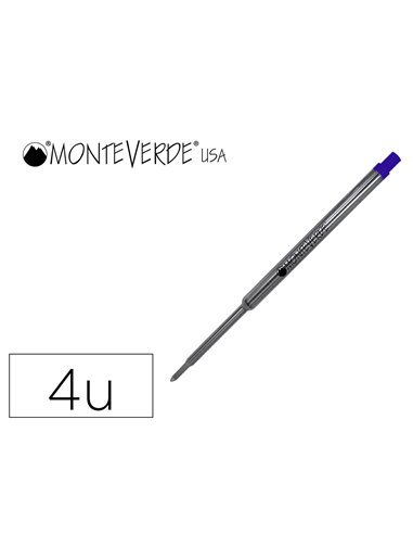 Recharge roller monteverde cross f pointe moyenne coloris bleu tube 4 unites.