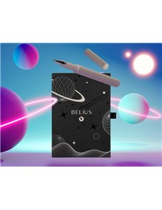 Roller et etui en simili cuir belius space b monochrome sans agrafe encre bleue coloris gris dans coffret cadeau. 2