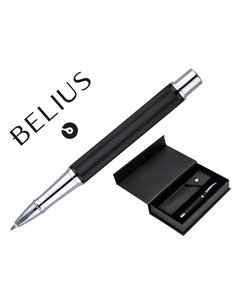 Roller et etui simili cuir belius turbo alum. Texture pointillee attributs argent encre bleue col. Noir coffret cadeau.