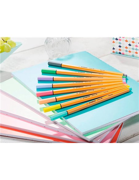 Stylo feutre stabilo pastellove point fine 0,4mm pochette de 15 coloris assortis.