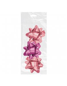 Dohe Chic Lot de 3 nœuds cadeaux - Forme étoile - Taille 8 cm - Rose