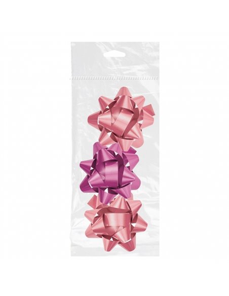 Dohe Chic Lot de 3 nœuds cadeaux - Forme étoile - Taille 8 cm - Rose