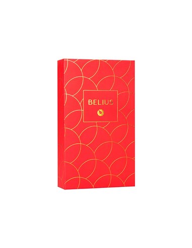Stylo-bille et etui en simili cuir belius passion aluminium brosse attributs or encre bleue coloris rouge coffret cadeau.