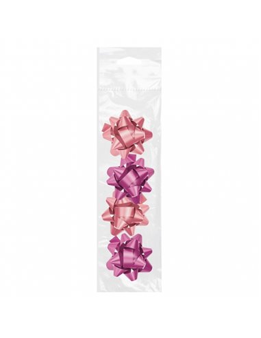 Dohe Chic Lot de 4 nœuds cadeaux - Forme étoile - Taille 6,5 cm - Rose