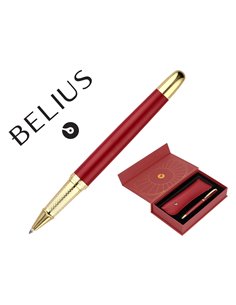 Stylo-bille et etui simili cuir belius soiree alum. Details et attributs or encre bleue coloris bordeaux coffret cadeau.