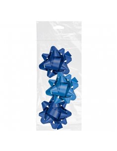 Dohe Chic Lot de 3 nœuds cadeaux - Forme étoile - Taille 8 cm - Bleu