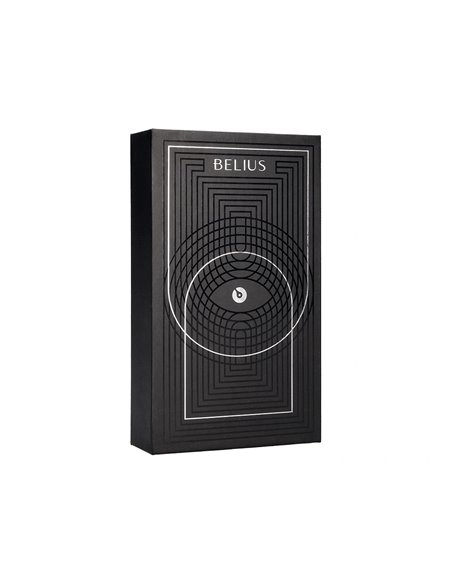 Stylo-bille etui simili cuir belius turbo alum. Texture pointillee attributs argent encre bleue col. Noir coffret cadeau.