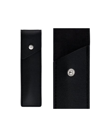 Stylo-bille etui simili cuir belius turbo alum. Texture pointillee attributs argent encre bleue col. Noir coffret cadeau.