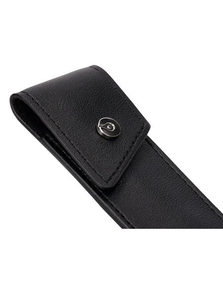 Stylo-bille etui simili cuir belius turbo alum. Texture pointillee attributs argent encre bleue col. Noir coffret cadeau.