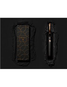 Stylo-plume et etui en simili cuir belius passion aluminium brosse attributs or encre bleue coloris noir coffret cadeau. 2