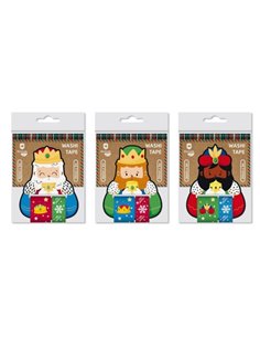 Lot de 2 rouleaux de ruban adhésif Washi de Noël Bismark pour cadeaux - Thème Rois Mages - Dimensions : 20 mm x 3 m et 30 mm x 3