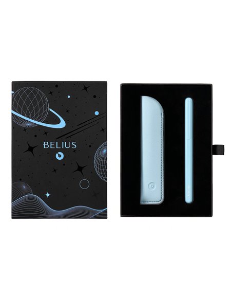 Stylo-plume et etui en simili cuir belius space b monochrome sans agrafe encre bleue coloris bleu dans coffret cadeau.