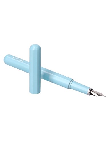 Stylo-plume et etui en simili cuir belius space b monochrome sans agrafe encre bleue coloris bleu dans coffret cadeau.