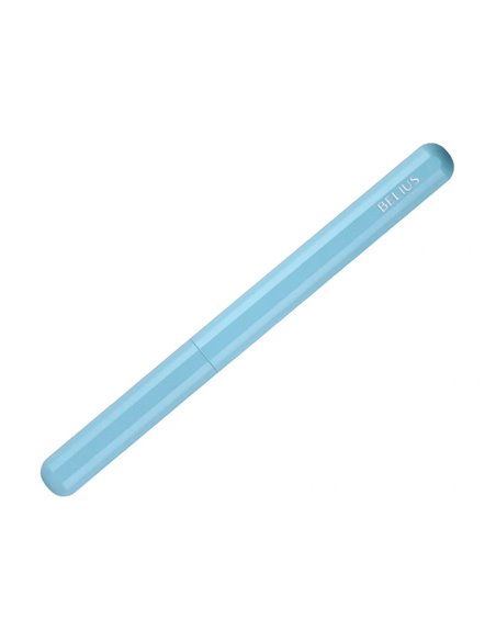 Stylo-plume et etui en simili cuir belius space b monochrome sans agrafe encre bleue coloris bleu dans coffret cadeau.