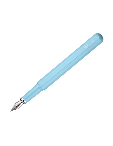 Stylo-plume et etui en simili cuir belius space b monochrome sans agrafe encre bleue coloris bleu dans coffret cadeau.
