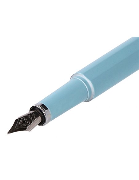 Stylo-plume et etui en simili cuir belius space b monochrome sans agrafe encre bleue coloris bleu dans coffret cadeau.