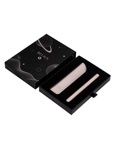 Stylo-plume et etui en simili cuir belius space b monochrome sans agrafe encre bleue coloris gris dans coffret cadeau.