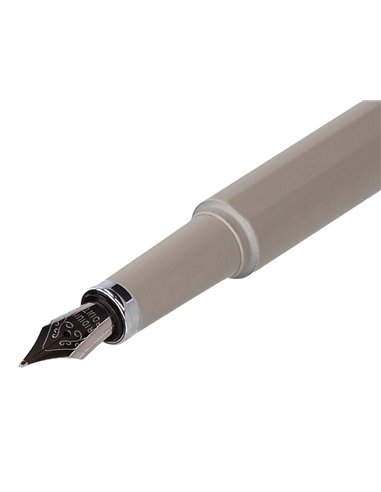 Stylo-plume et etui en simili cuir belius space b monochrome sans agrafe encre bleue coloris gris dans coffret cadeau.