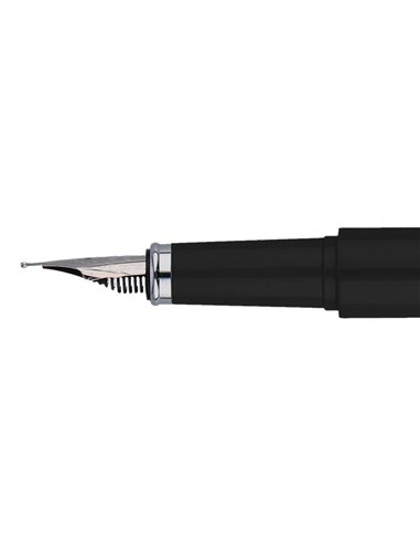 Stylo-plume et etui en simili cuir belius space b monochrome sans agrafe encre bleue coloris noir dans coffret cadeau.