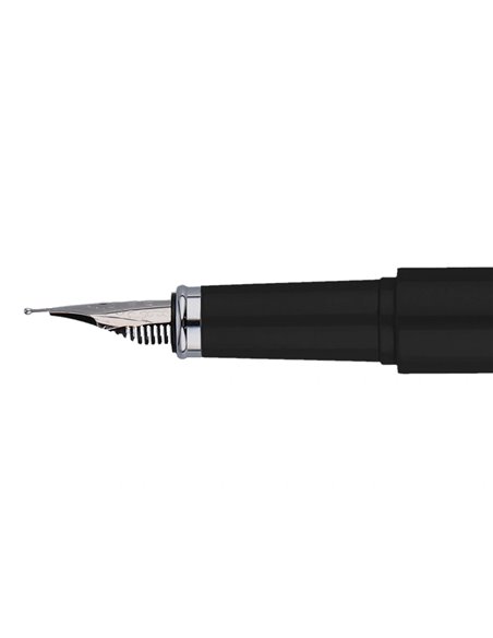 Stylo-plume et etui en simili cuir belius space b monochrome sans agrafe encre bleue coloris noir dans coffret cadeau.
