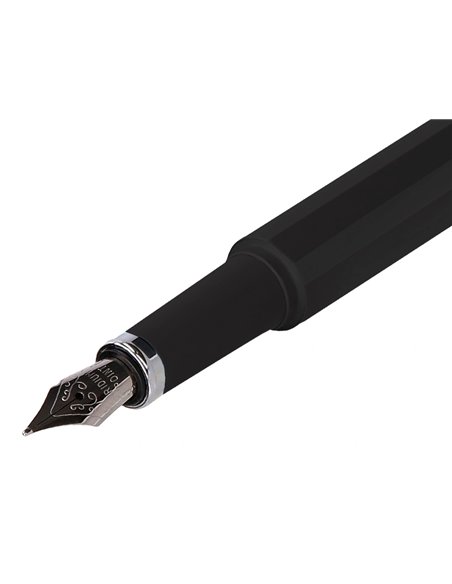 Stylo-plume et etui en simili cuir belius space b monochrome sans agrafe encre bleue coloris noir dans coffret cadeau.