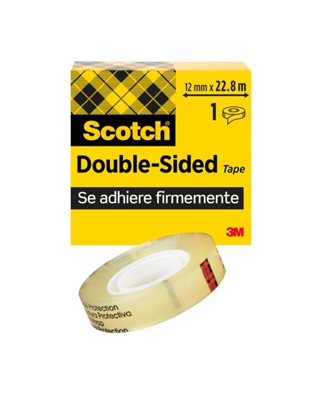 Ruban adhésif double face Scotch - 12 mm x 22,8 m - Transparent