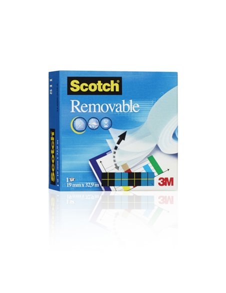 Ruban adhésif invisible Scotch - Réutilisable - 19 mm x 33 m - Transparent