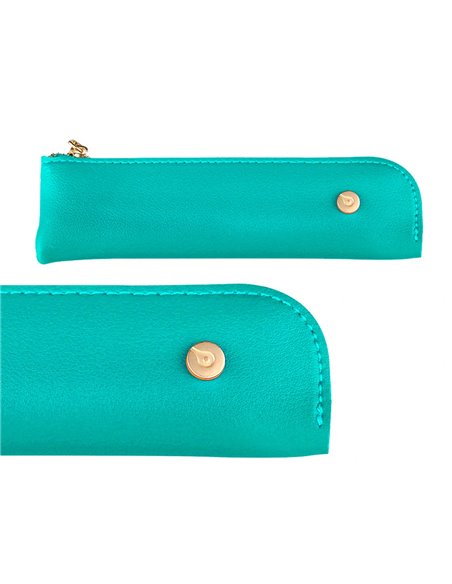 Stylo-plume et etui simili cuir belius soiree alum. Details et attributs or encre bleue coloris turquoise coffret cadeau.