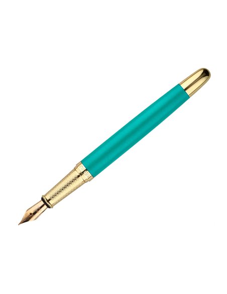 Stylo-plume et etui simili cuir belius soiree alum. Details et attributs or encre bleue coloris turquoise coffret cadeau.