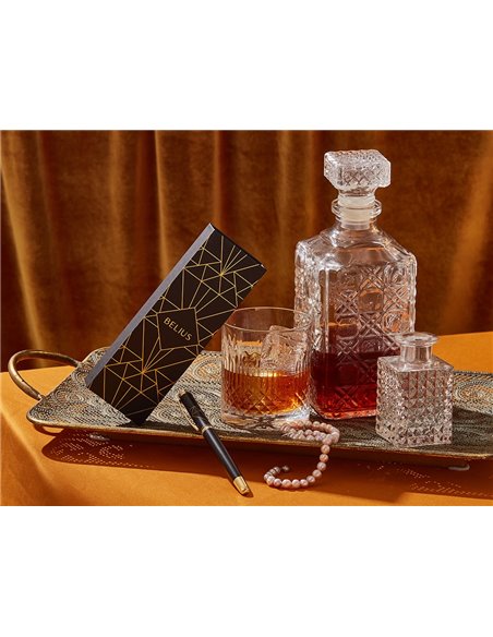 Stylo-plume et etui simili cuir belius soiree aluminium details et attributs or encre bleue coloris noir coffret cadeau.