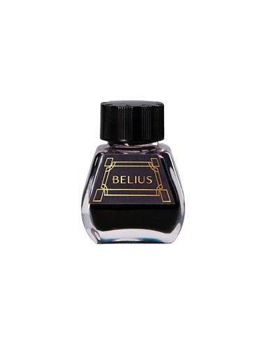 Stylo-plume et flacon d'encre belius origen aluminium brosse encre noire coloris noir dans coffret cadeau.