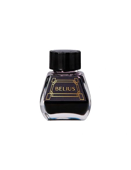 Stylo-plume et flacon d'encre belius origen aluminium brosse encre noire coloris noir dans coffret cadeau.