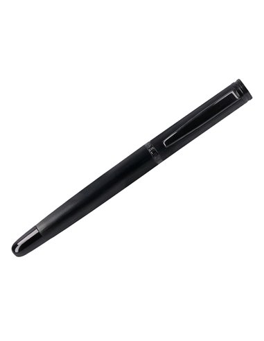Stylo-plume et flacon d'encre belius origen aluminium brosse encre noire coloris noir dans coffret cadeau.