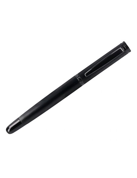 Stylo-plume et flacon d'encre belius origen aluminium brosse encre noire coloris noir dans coffret cadeau.
