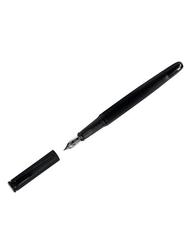 Stylo-plume et flacon d'encre belius origen aluminium brosse encre noire coloris noir dans coffret cadeau.