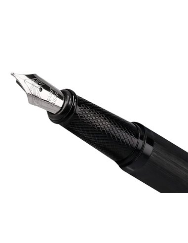 Stylo-plume et flacon d'encre belius origen aluminium brosse encre noire coloris noir dans coffret cadeau.