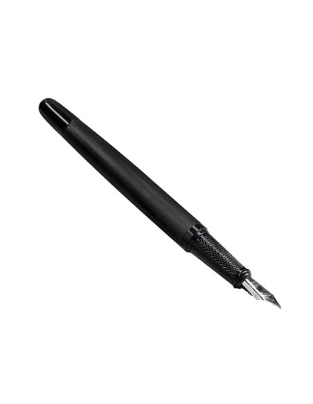 Stylo-plume et flacon d'encre belius origen aluminium brosse encre noire coloris noir dans coffret cadeau.