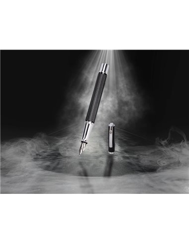 Stylo-plume etui simili cuir belius turbo alum. Texture pointillee attributs argent encre bleue col. Noir coffret cadeau.