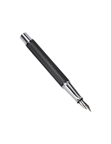 Stylo-plume etui simili cuir belius turbo alum. Texture pointillee attributs argent encre bleue col. Noir coffret cadeau.