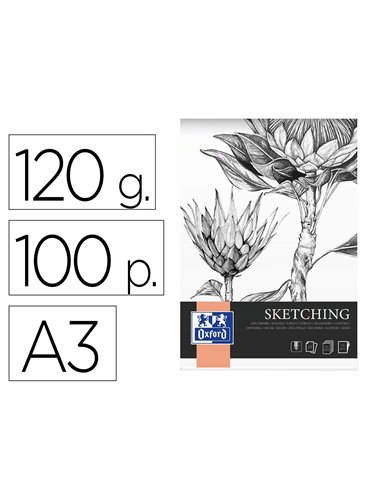 Bloc sketching oxford endosse feuilles detachables a3 100 pages 120g.