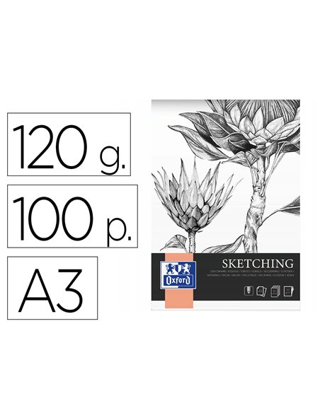 Bloc sketching oxford endosse feuilles detachables a3 100 pages 120g.