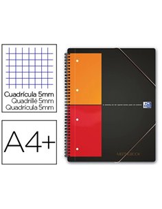 Cahier-chemise oxford meeting book optik paper couverture pp a4+ 21x32cm 160 pages 5x5mm fermeture élastique.